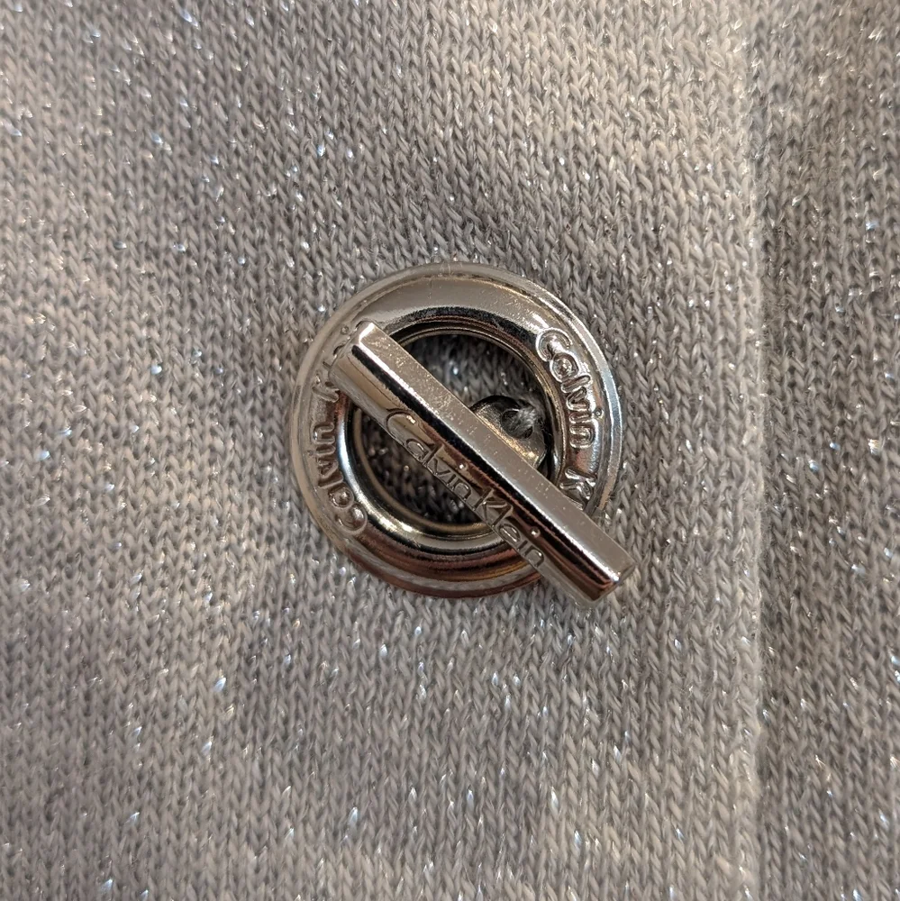 Calvin Klein Silver Cardigan Sweater with 3/4 Sleeves - Picture 3 of 6